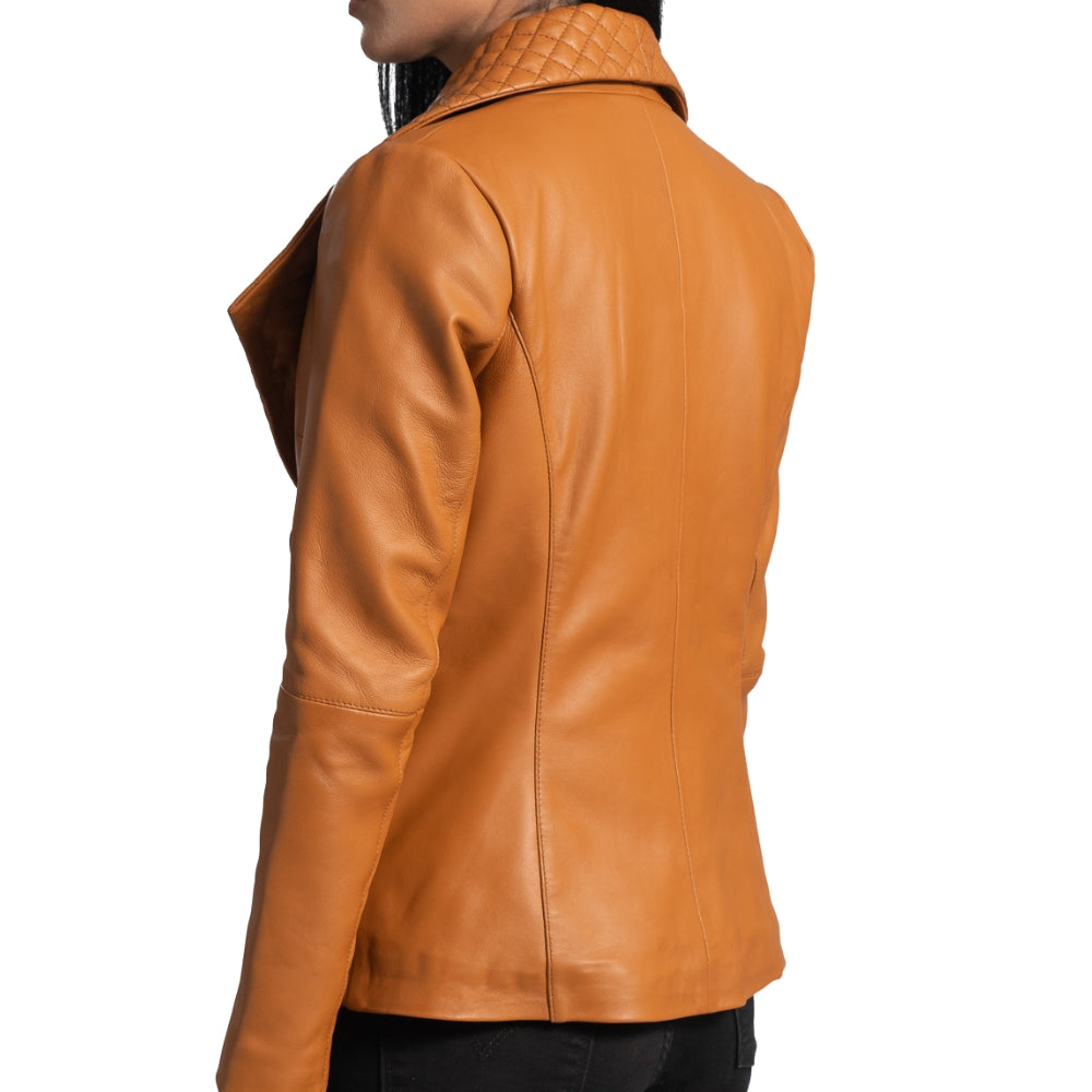 Women's Tan Brown Sheepskin Leather Blazer