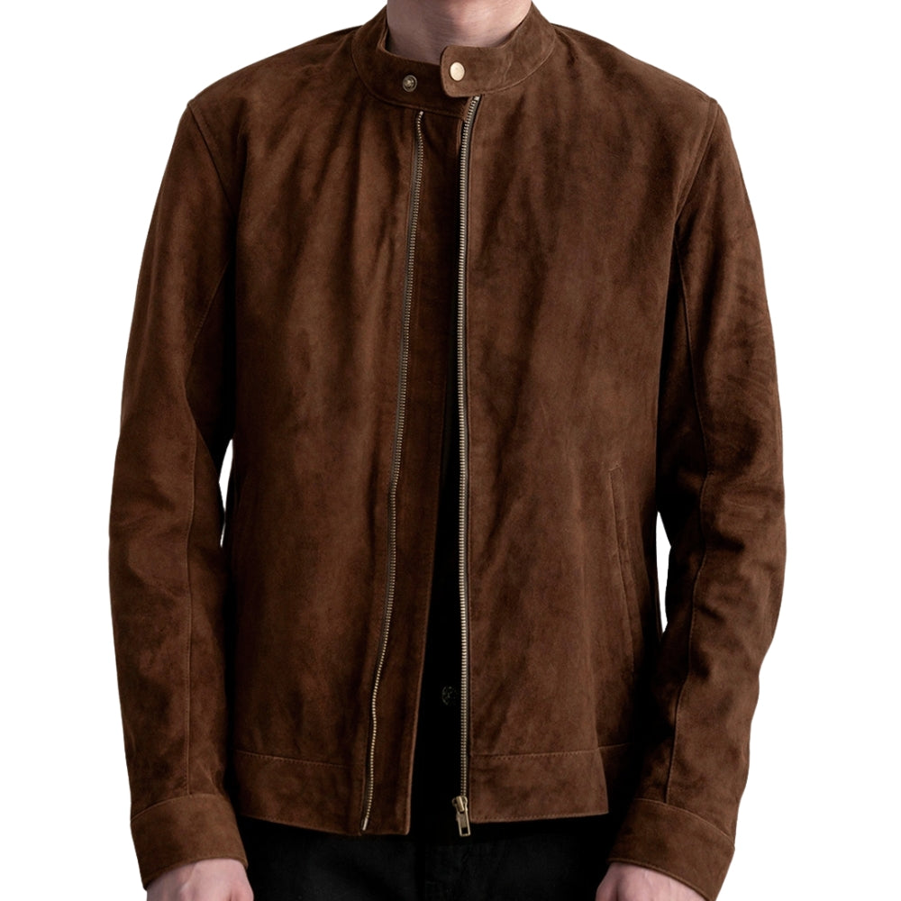 Men's Brown Suede Biker Jacket