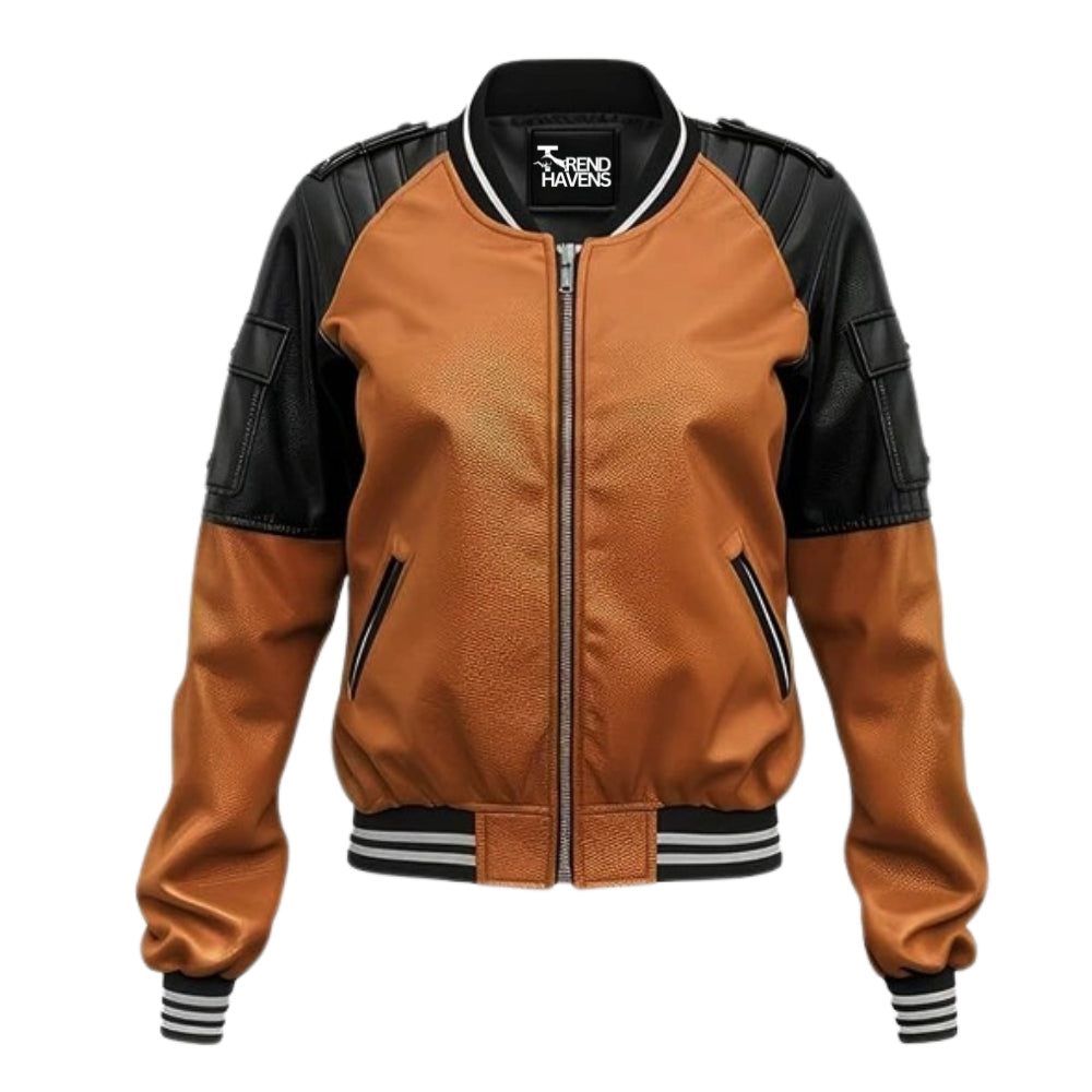 Heritage Brown Leather Bomber Jacket