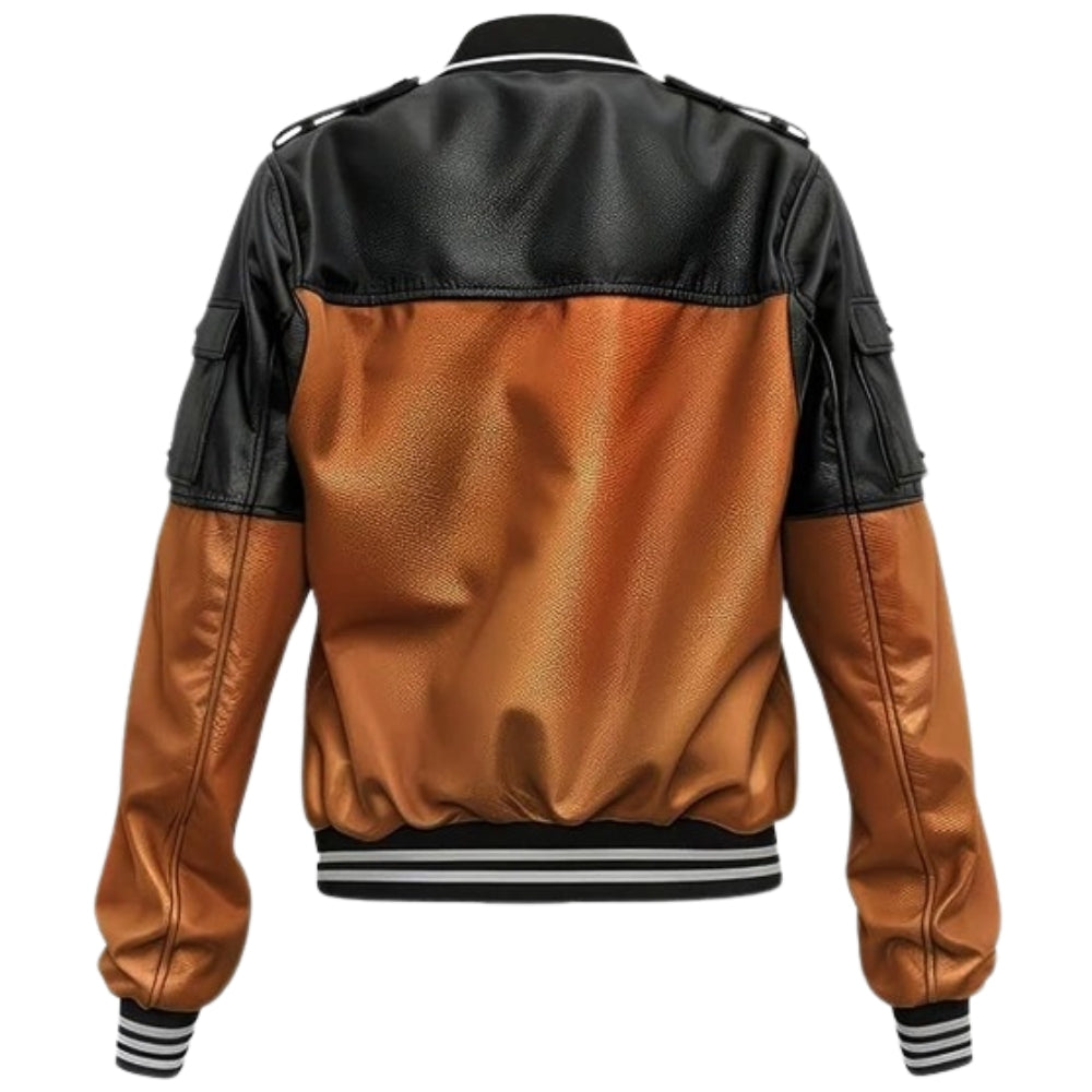 Heritage Brown Leather Bomber Jacket