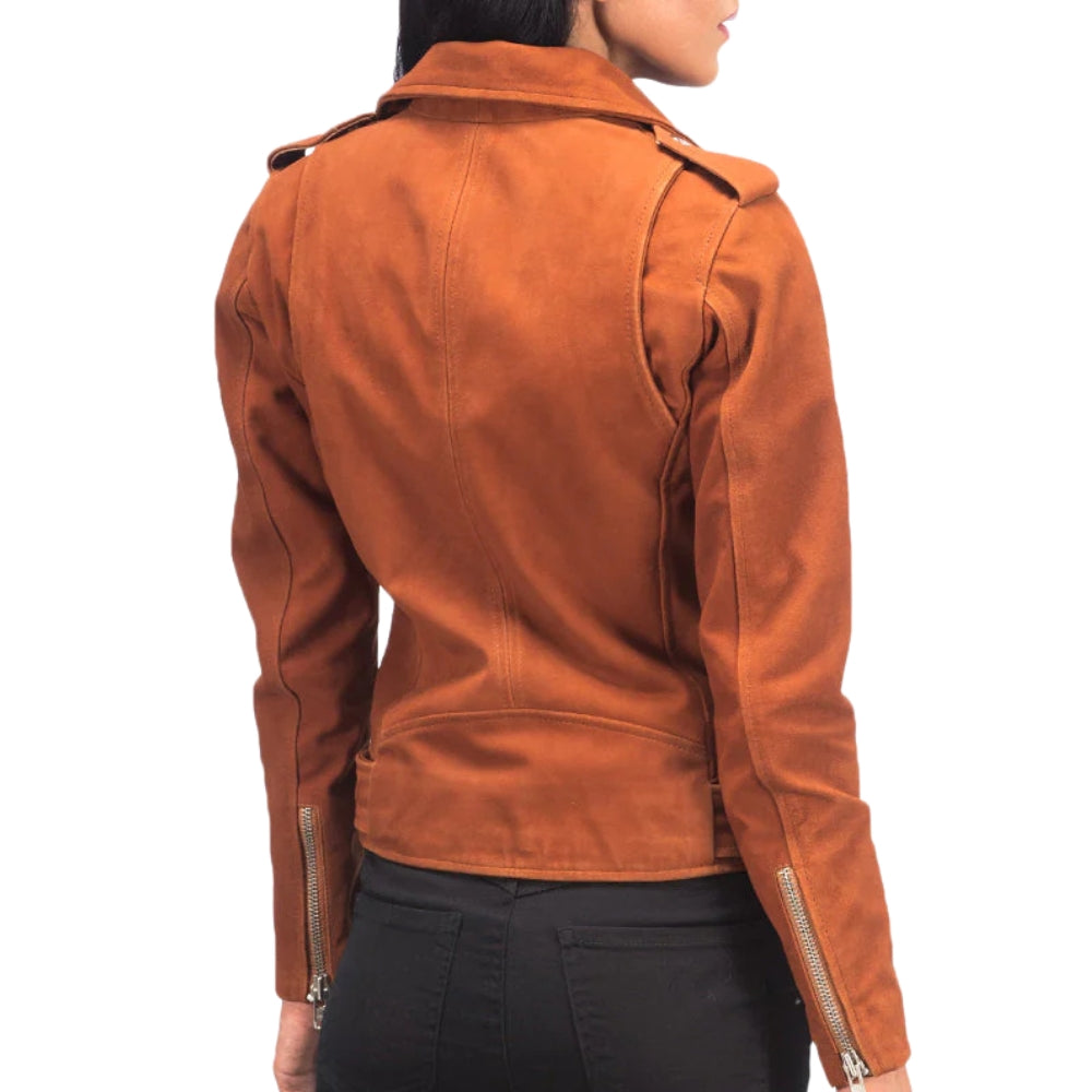 Women's Brown Suede Biker Jacket