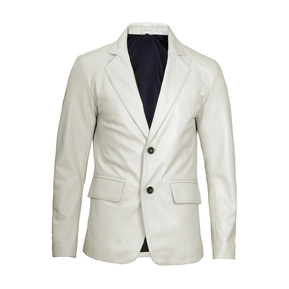 Men's Off White Blazer Real Leather Jacket