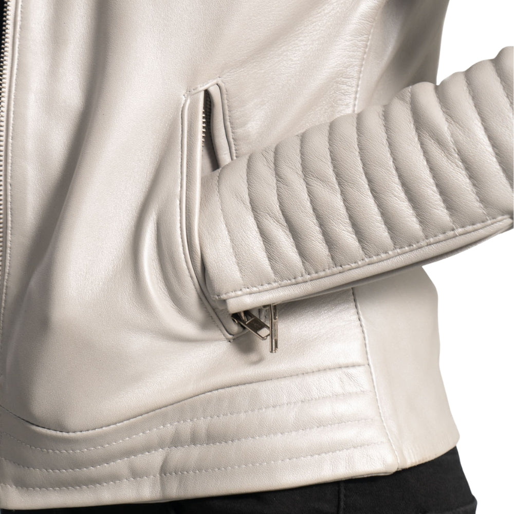 Silver Radiance Quilted Leather Biker Jacket