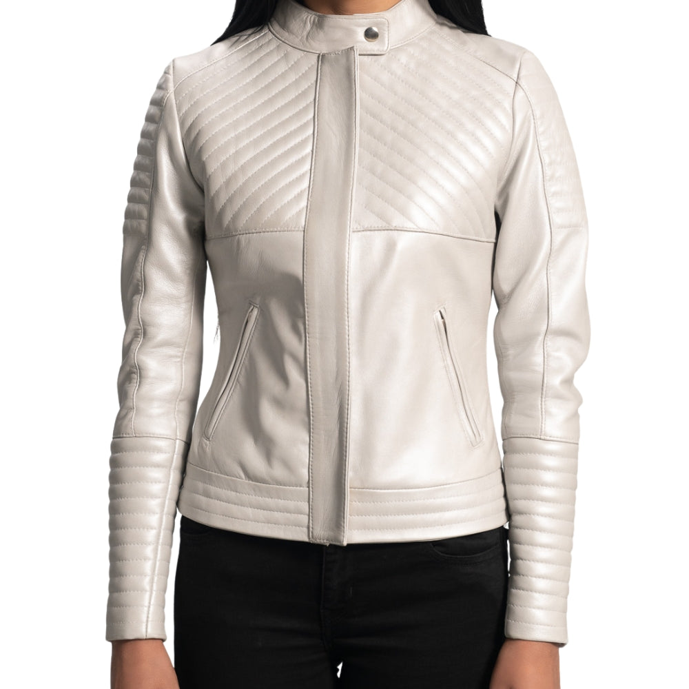 Silver Radiance Quilted Leather Biker Jacket