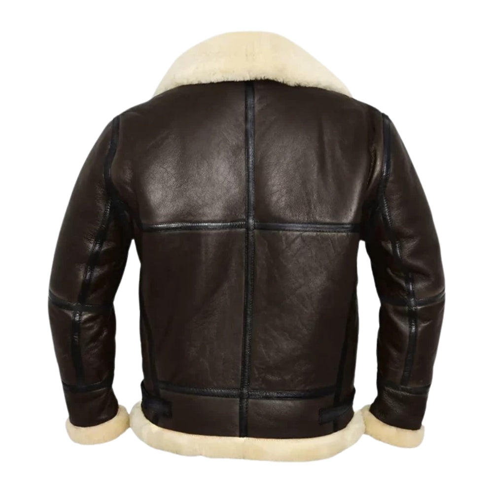 Men's Shearling Aviator Brown Leather Bomber Jacket