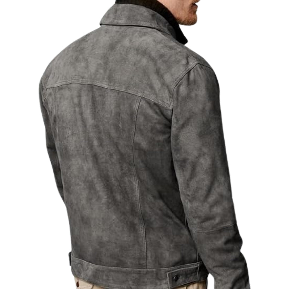 Men’s Premium Suede Leather Trucker Jacket