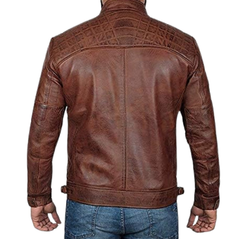 Men's Johnson Leather Motorcycle Jacket Genuine Lambskin