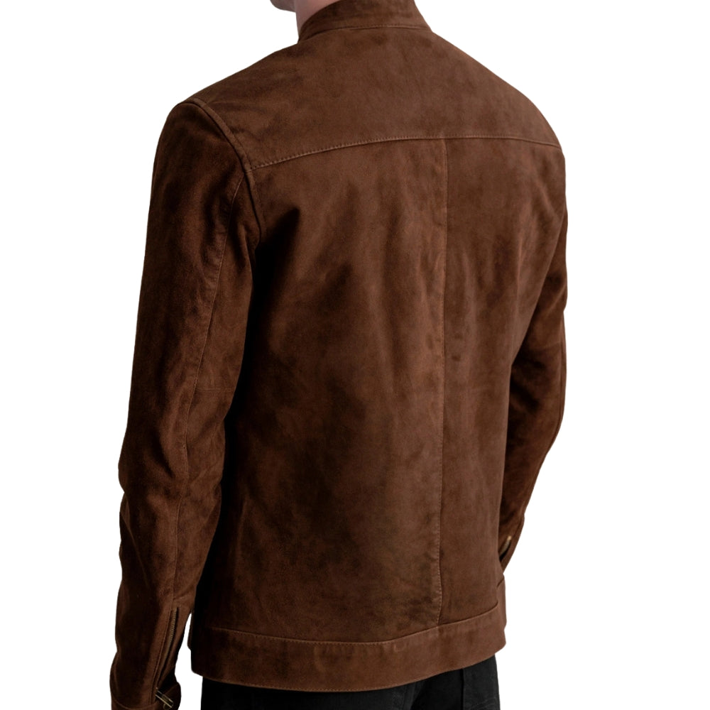 Men's Brown Suede Biker Jacket