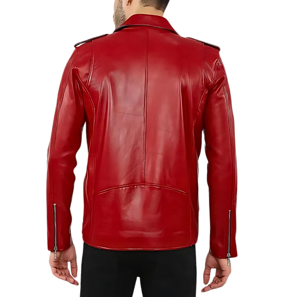 Red Leather Motorcycle Biker Jacket – Alexander Edition