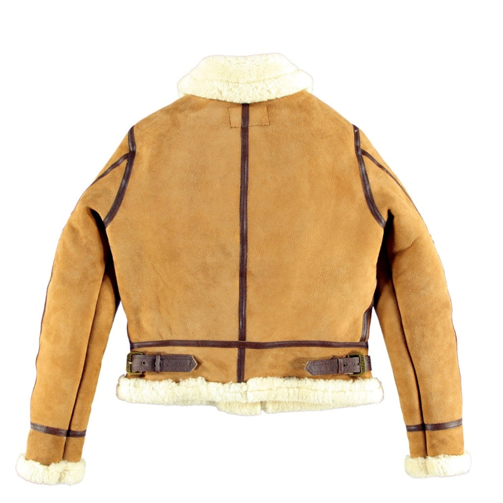 Brown Leather Shearling Aviator Jacket