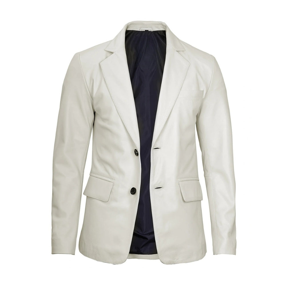 Men's Off White Blazer Real Leather Jacket