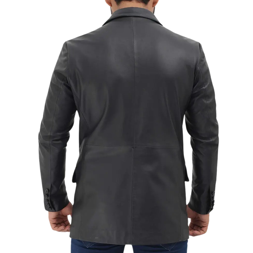 Samuel Black Two-Button Men's Leather Blazer