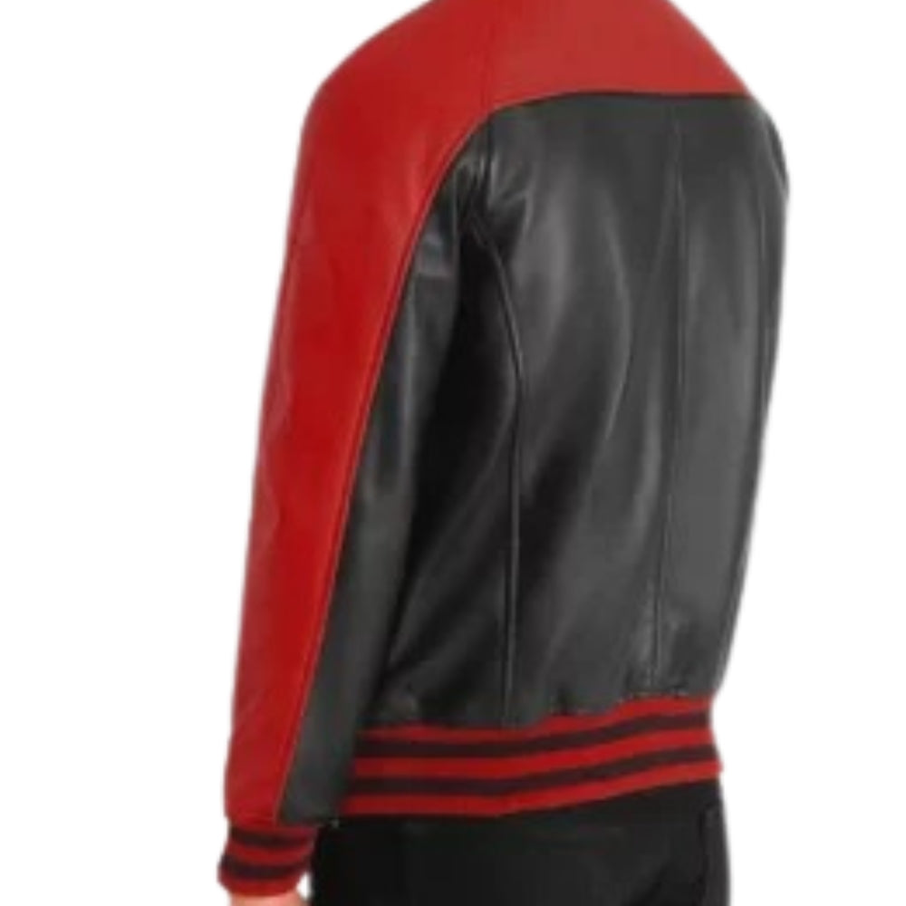 Men’s Black & Red Leather Varsity Jacket