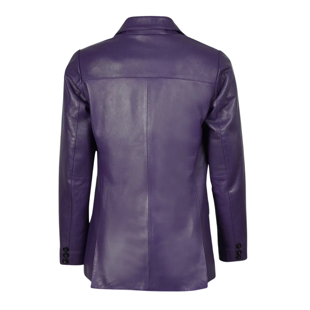 Women's Purple Leather Blazer Jacket