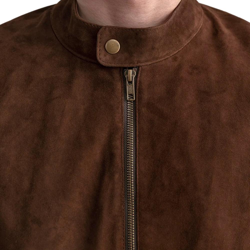 Men's Brown Suede Biker Jacket